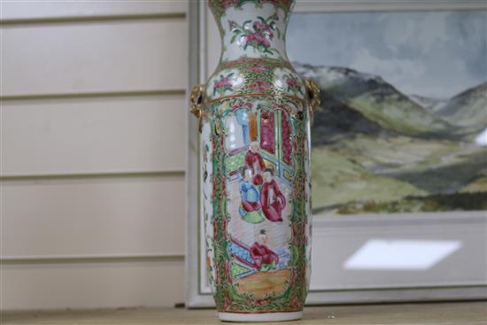 A Cantonese famille rose vase and a dish (2)